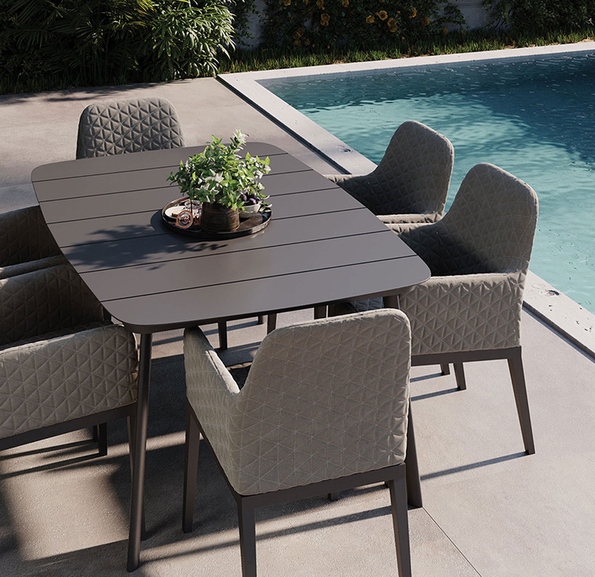 Olland Chairs and Eiland All-Aluminum Table